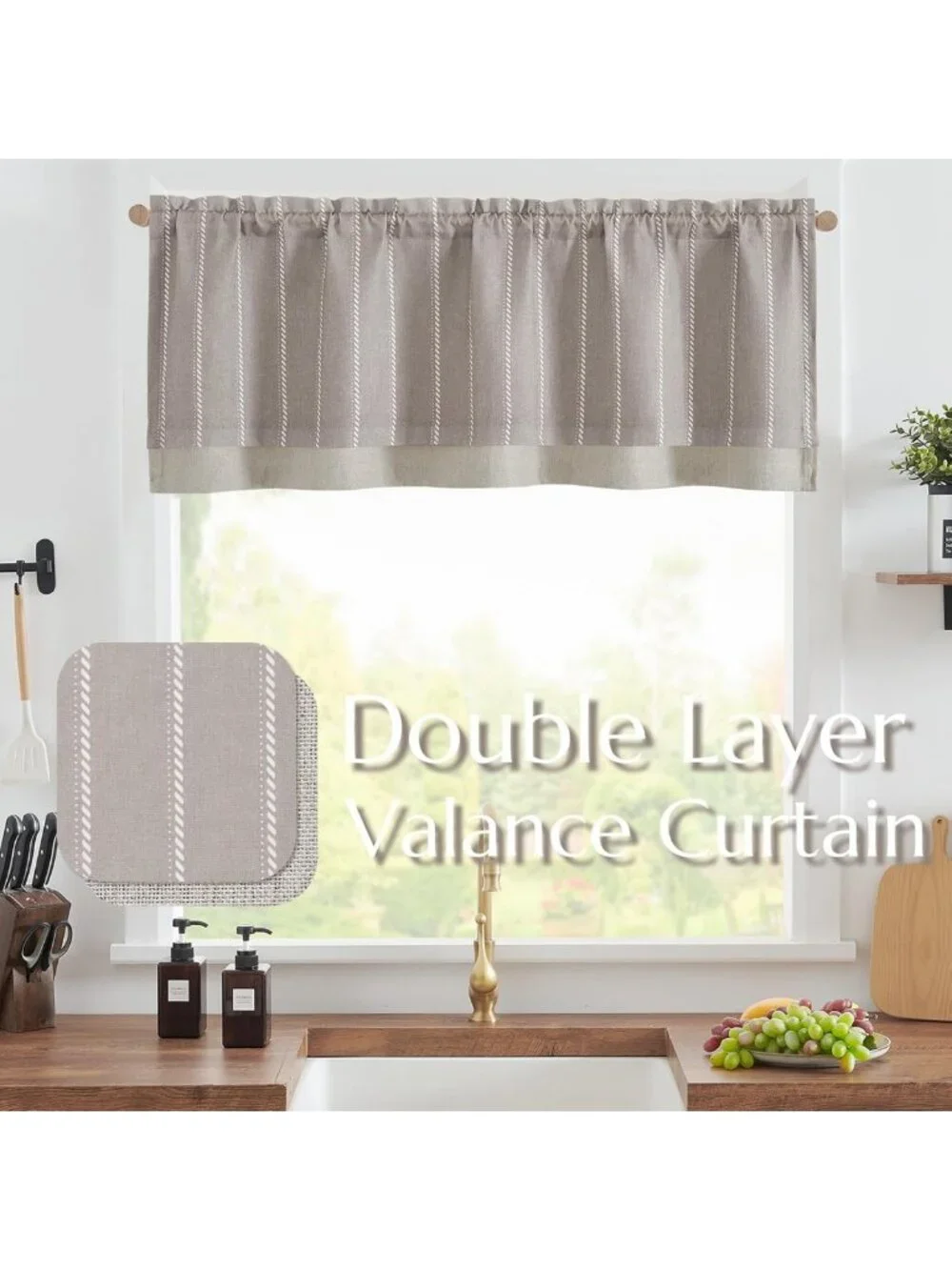 Nautical Striped Linen Valance Curtain - 16